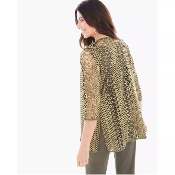 🌿OLIVE GREEN & GOLD FOILED JACKET - SIZE 1 (8)🌿 - Picture 4 of 12